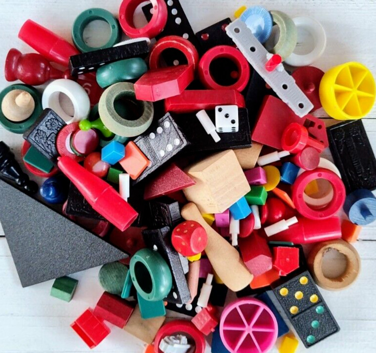 Vintage Game Piece Mixed Lot - 1 Pound