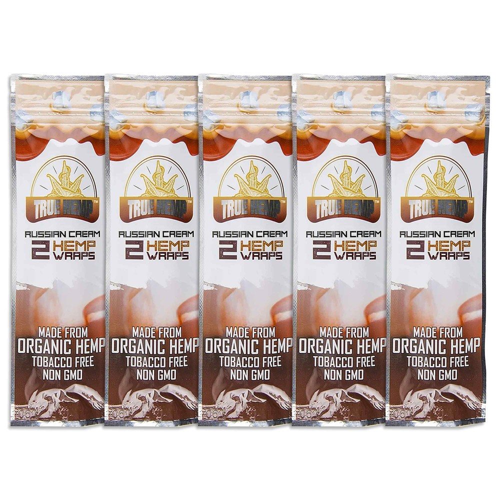 True Hemp RUSSIAN CREAM Herbal Rolling Papers (5 Pouches, 2 Per Pack)