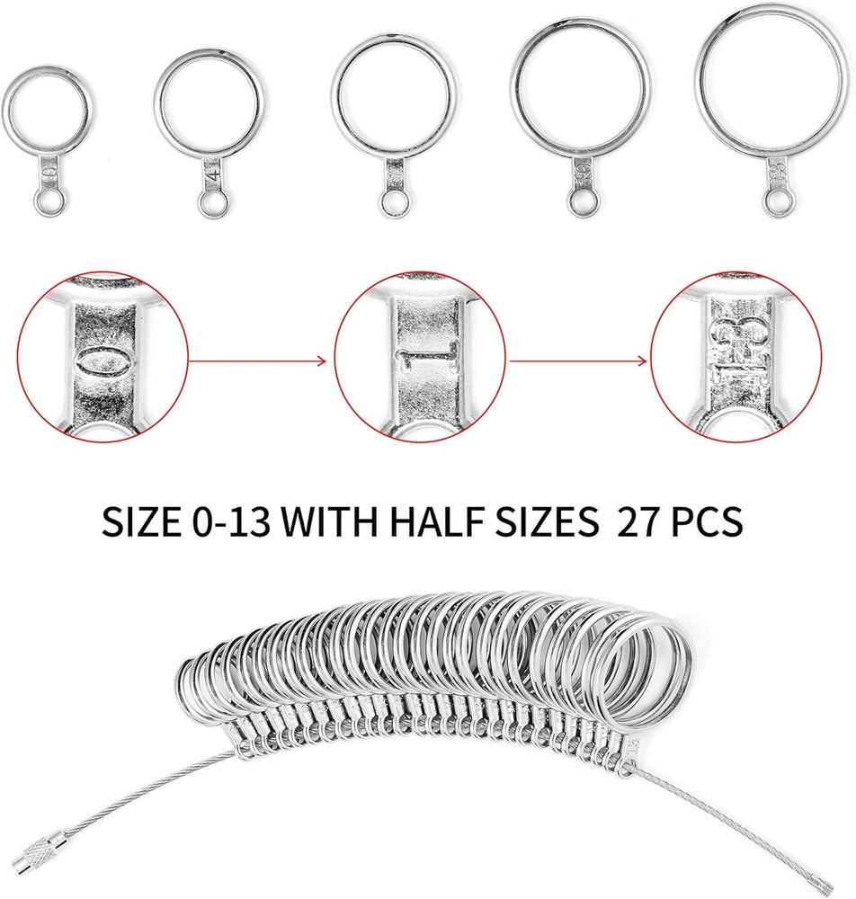 Bflaae Ring Sizer Measuring Tool Kit, Plastic Mandrel, Reusable Finger...