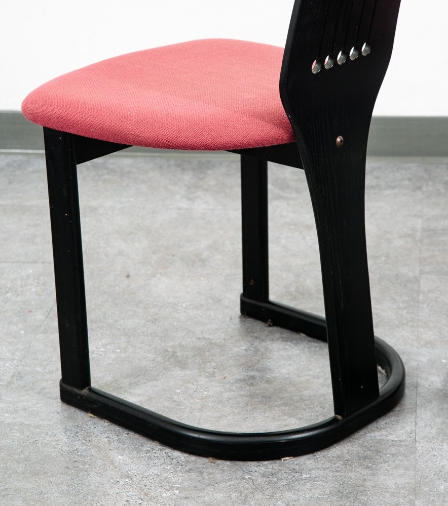 Mid Century Danish Modern Dining Chairs 2 Post Modern Black Memphis Ebonized Pr