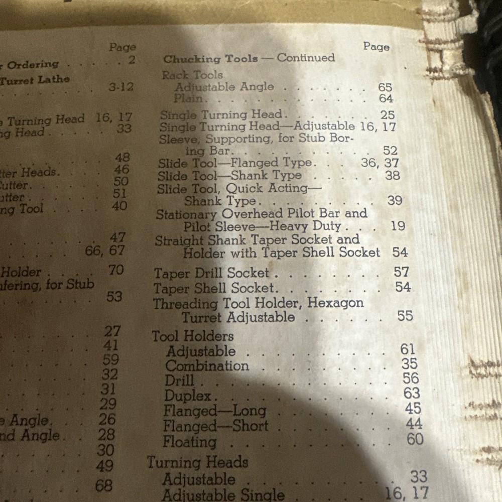 Warner & Swasey Turret Lathe Tools Book