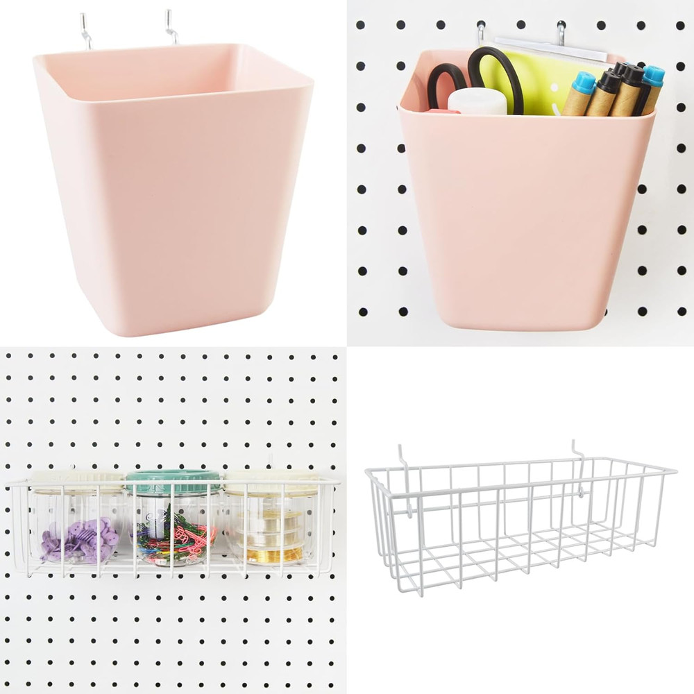 Peg Board Organizer 21 Pack, Pegboard Accessories with Baskets Cups Hooks - 1...