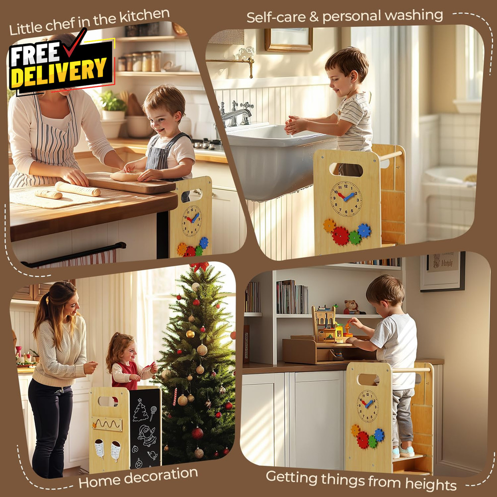 Toddler Tower 4 in 1 Toddler Kitchen Stool Helper Adjustable Standing Tower