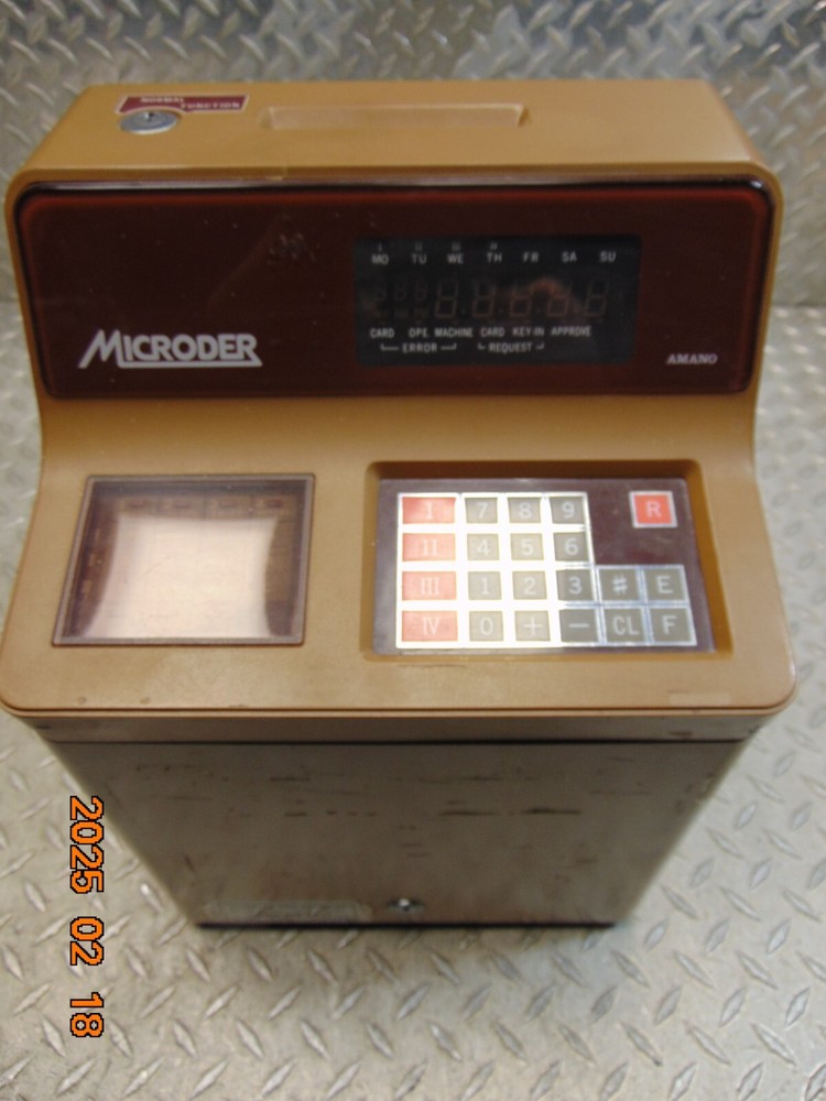 AMANO MICRODER MR7500 TIME CLOCK CARD RECORDER MR-7640 NO KEY