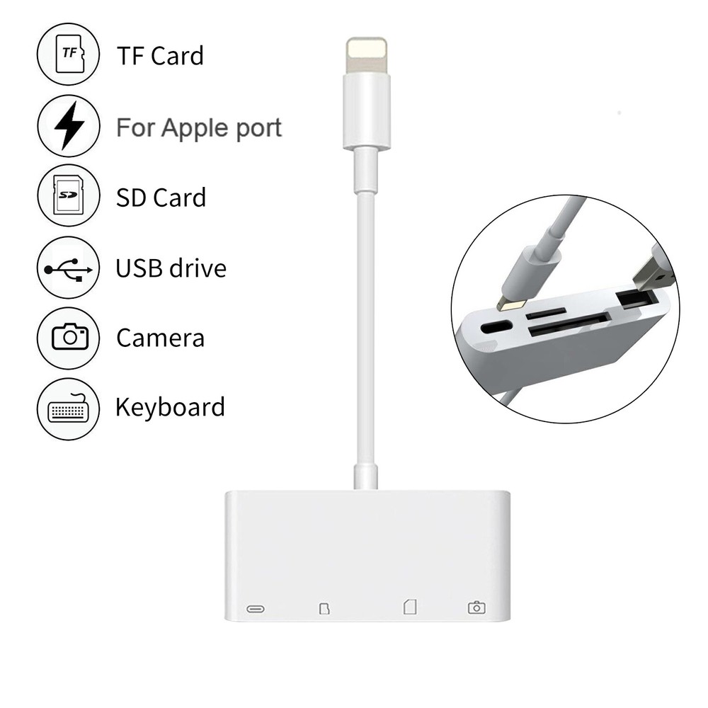 USB to Card Reader Adapter USB Camera Micro SD Memory Slot for iPhone iPad iPod