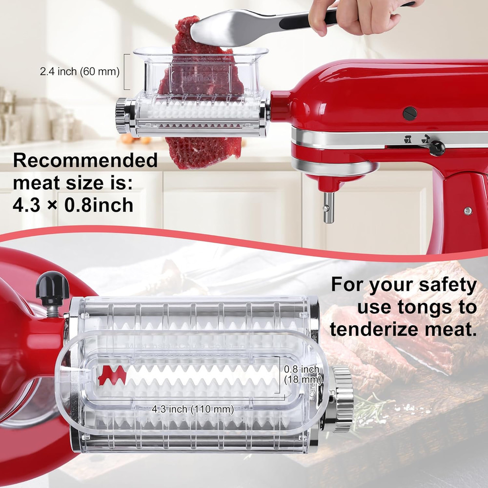 Meat Tenderizer Attachment for Kitchenaid Stand Mixers, 3 Adjustable Thickness,