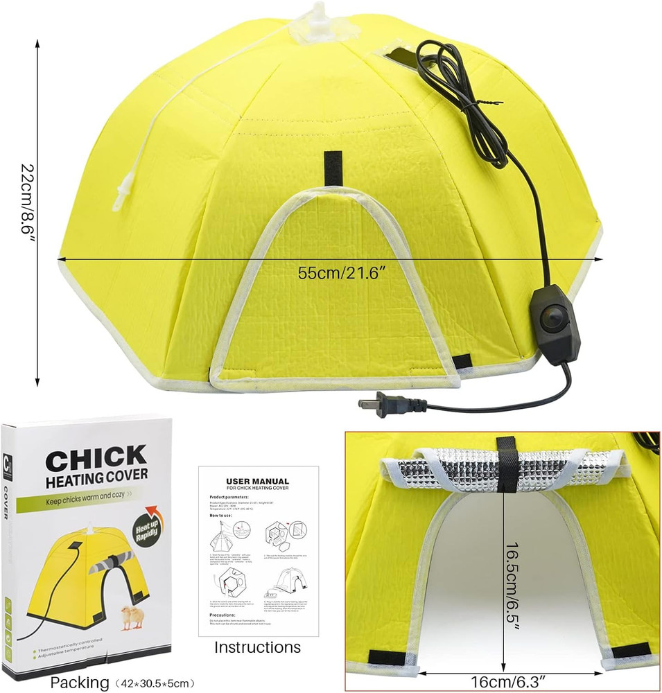 Large Chick Brooder Heating Plate Chick Brooder Box 21.6" Heat up to 50 Chicks,