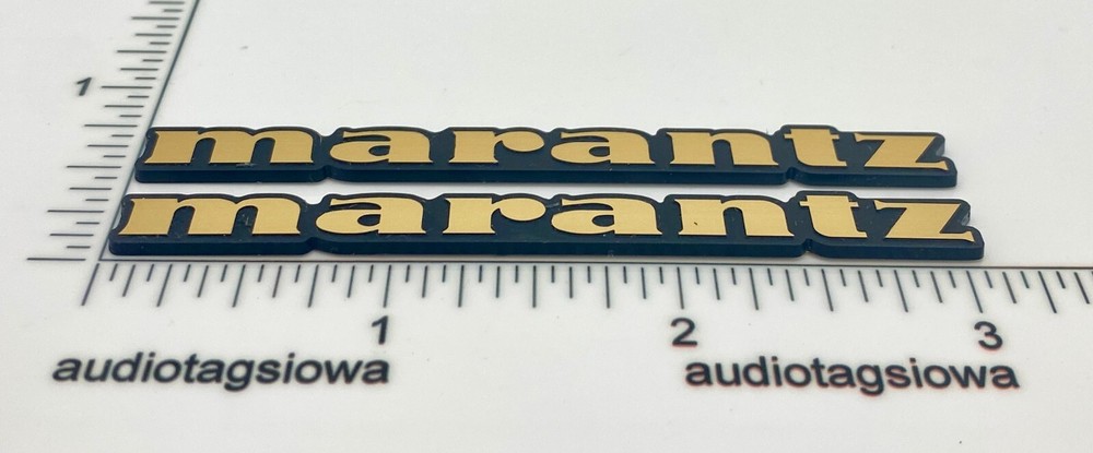 Marantz Custom Made Gold Incised Speaker Badge Logo Emblems Pair