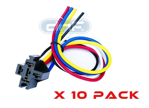10 PACK 30/40/50 AMP 12V DC BOSCH STYLE RELAY HARNESS SOCKET + 100% COPPER WIRE