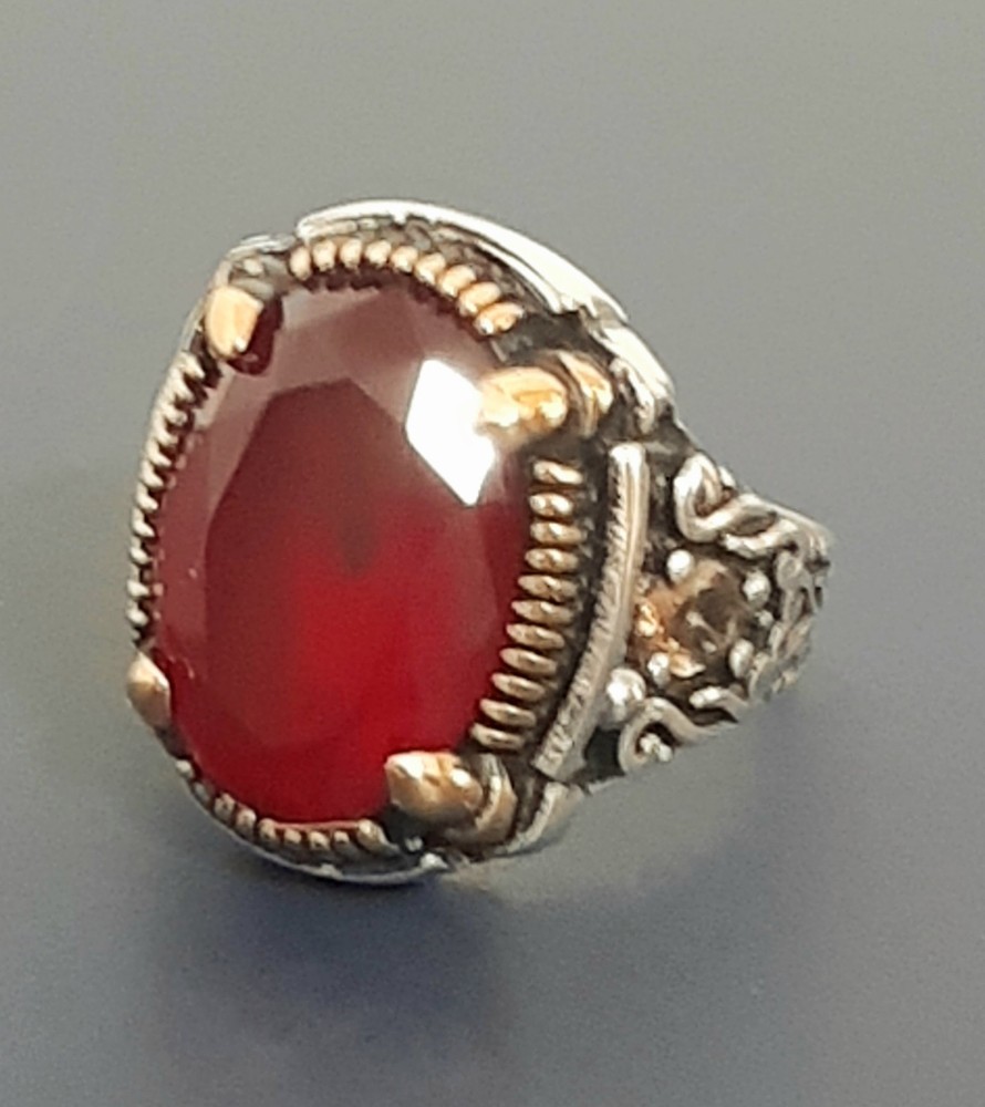 925 SILVER RING Men Solitaire Spinel Ring Sterling Man $