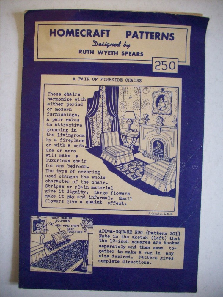 Fireside chairs Woodworking Ruth Wyeth Spears Homecraft Pattern