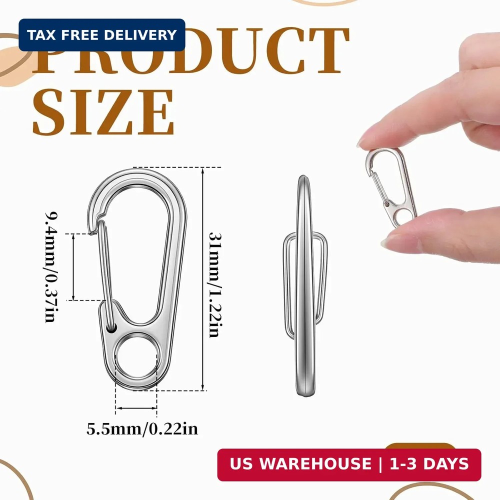 30 PCS Small Carabiner Clip, Metal Spring Snap Hook Keychains Mini Carabiner Cli