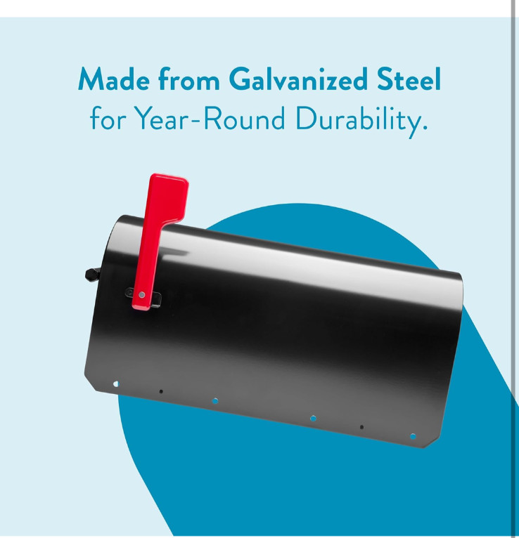 MAILBOX 5560B-R-10 Architectural Mailboxes Sequoia Post Mount Mailbox, Large, BL