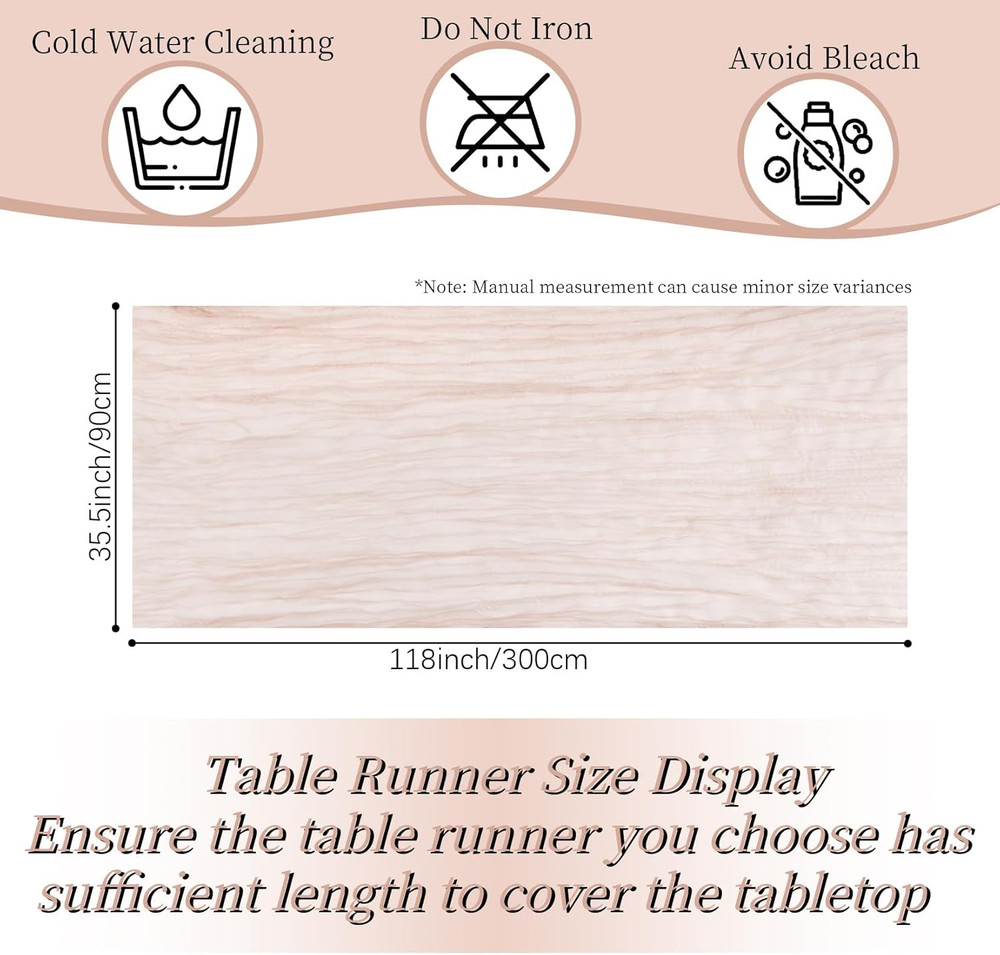 Easter Cheesecloth Table Runner - Grayish Pink Spring Boho Table Cloth for Brida