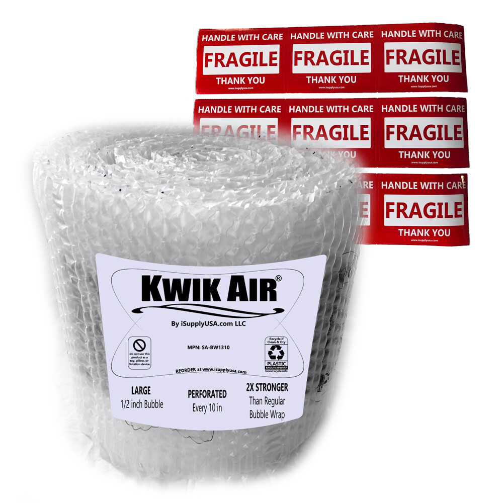 KwikAir® Bubble Cushion Wrap Roll 75' x 14" MEDIUM 5/16" Bubbles Perforated 10”