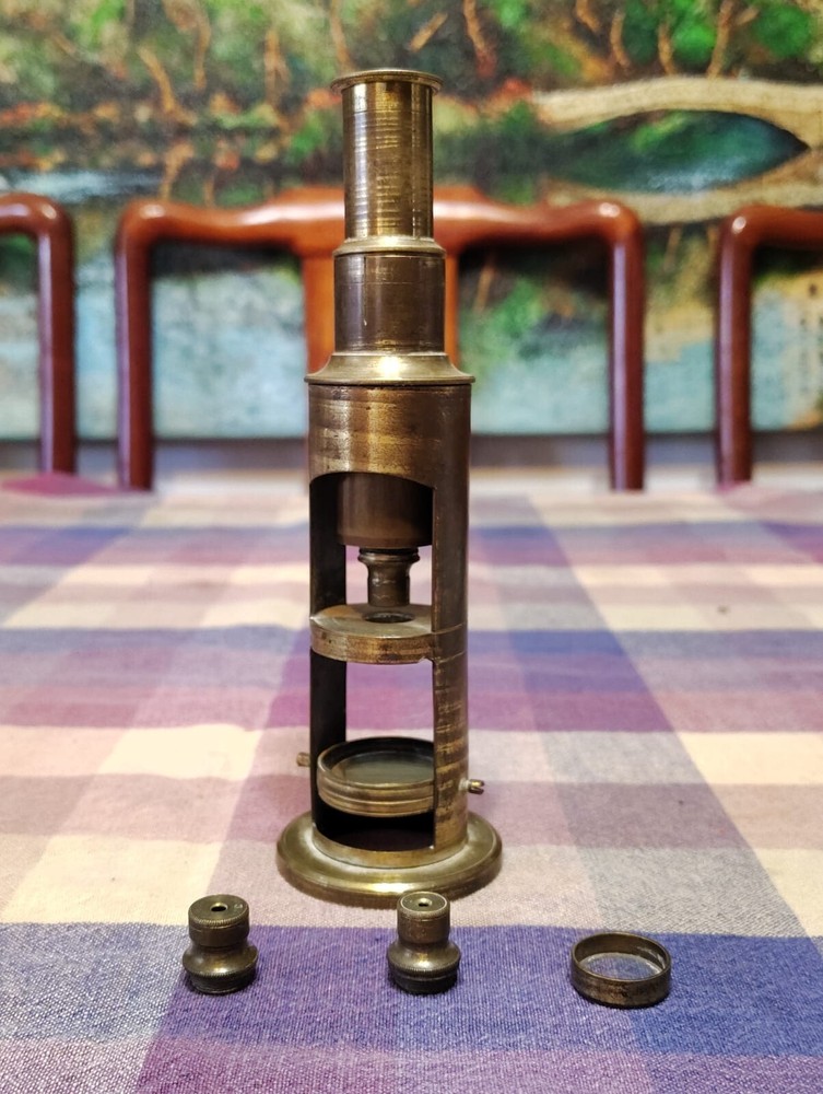 Antique Brass Pocket Microscope - Fully Functional with Accessories