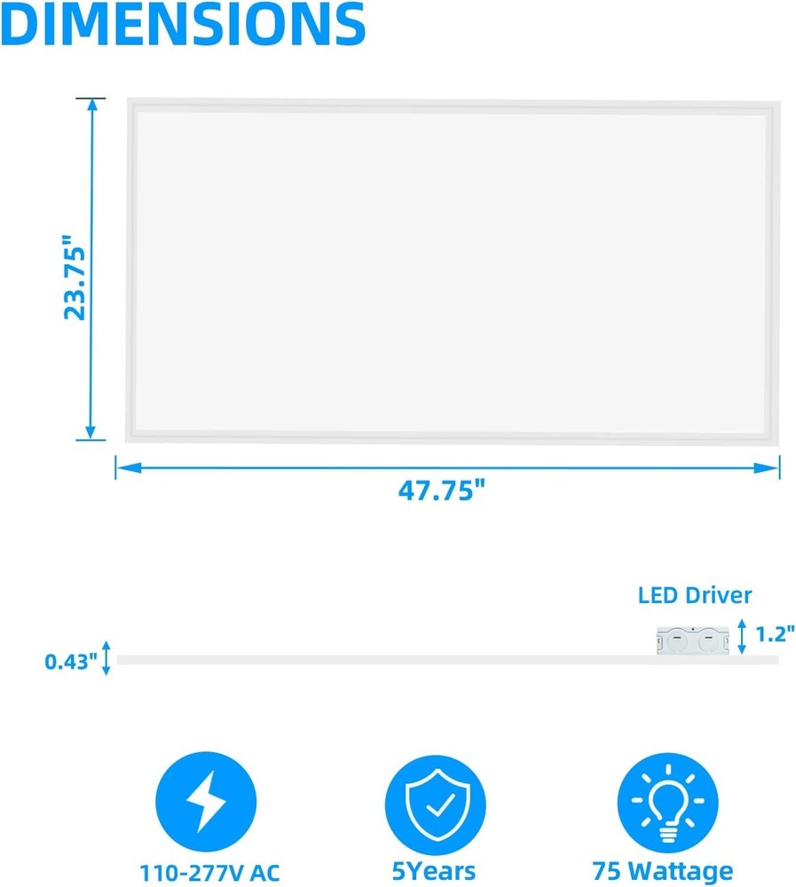 2x4Ft LED Panel Troffer Edge-Lit Flat (8 Pack) 75 Watt,7800LM Drop Ceiling Light