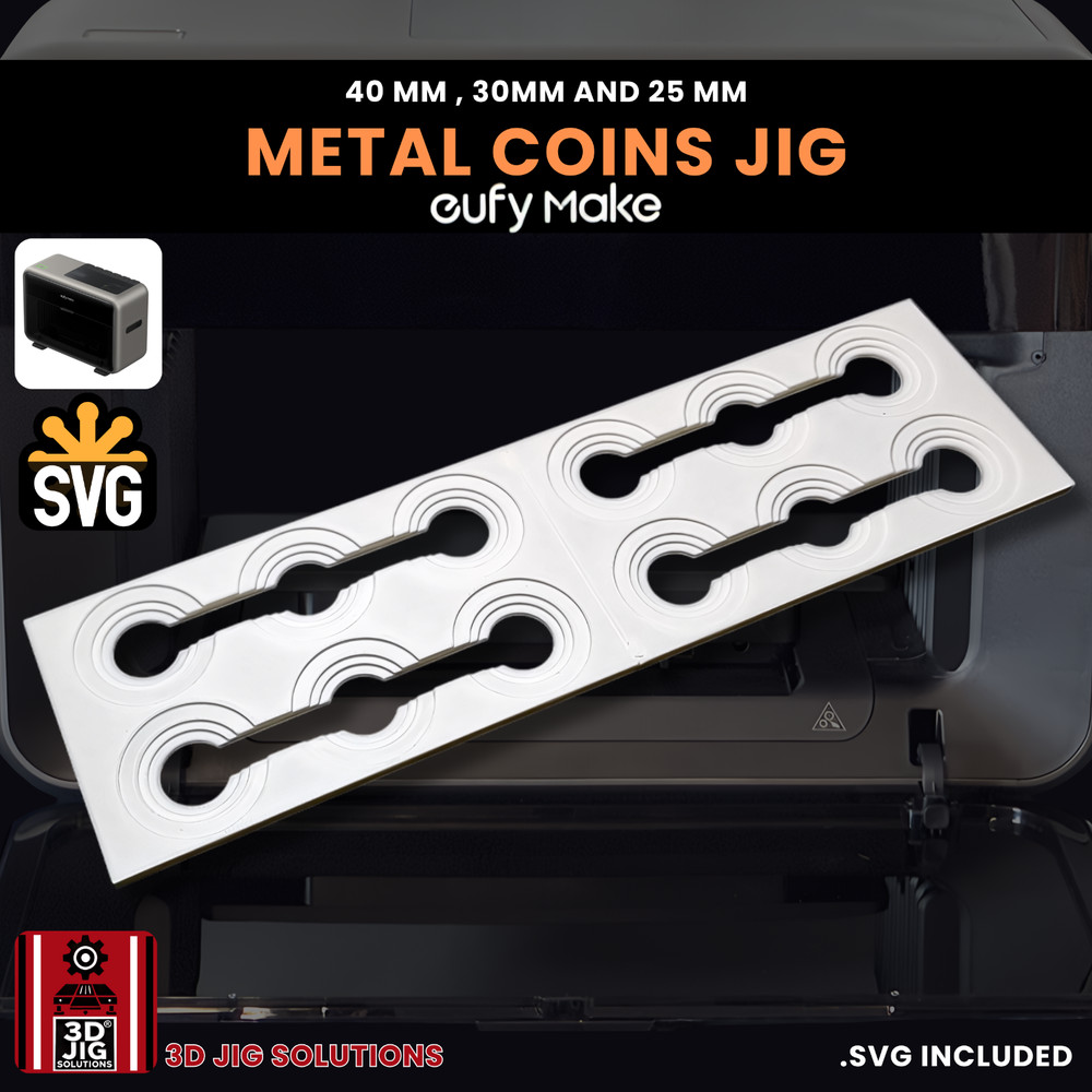 EufyMake E1 UV Printer Jig | Challenge Coin & Pendant Template