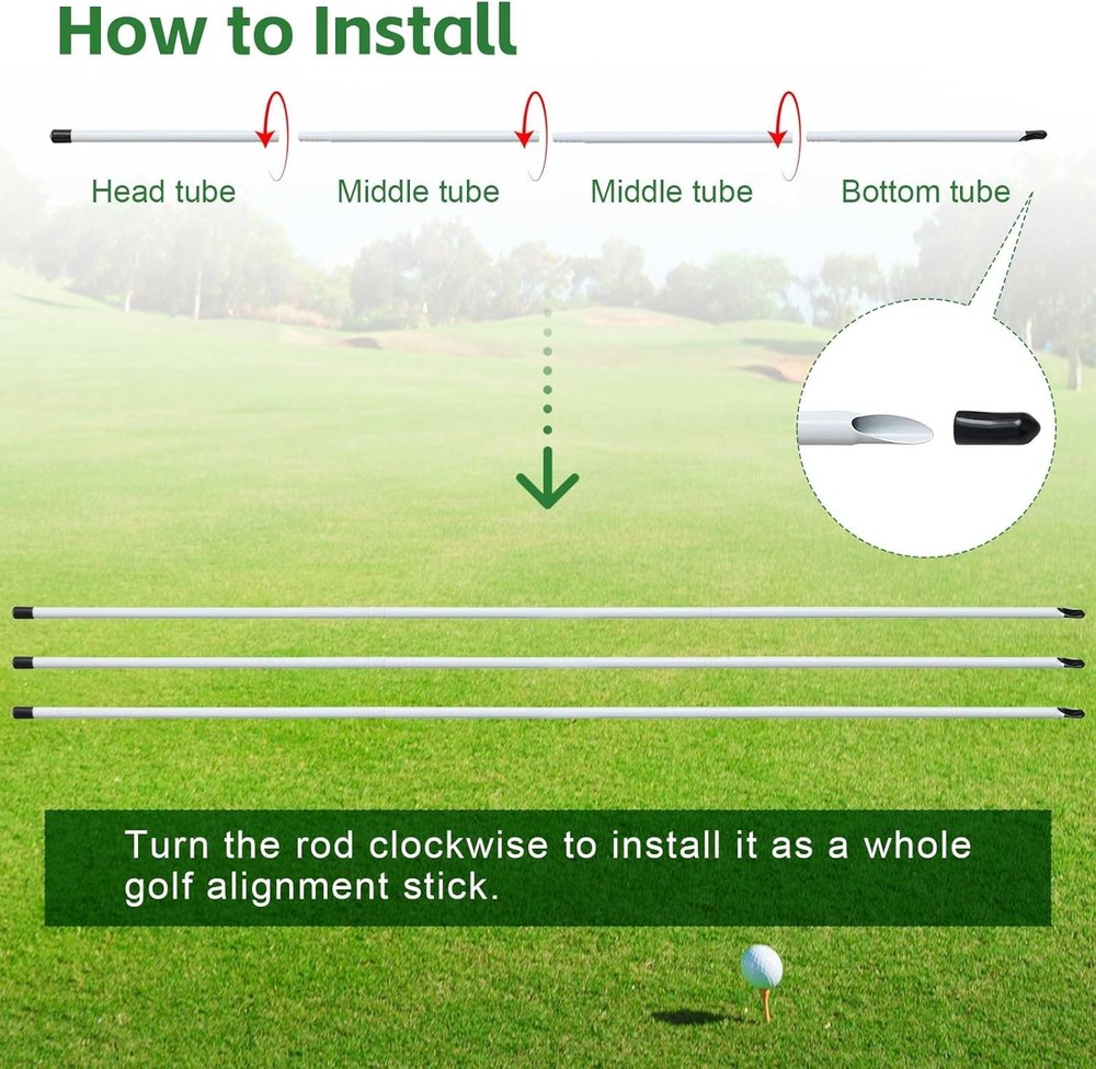 Golf Alignment Sticks, 3 Pack 58”Golf Sticks Alignment Rods, Full Golf Practic