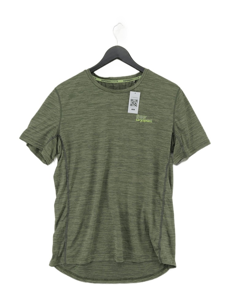 Superdry Men's T-Shirt S Green 100% Polyester Round Neck Basic