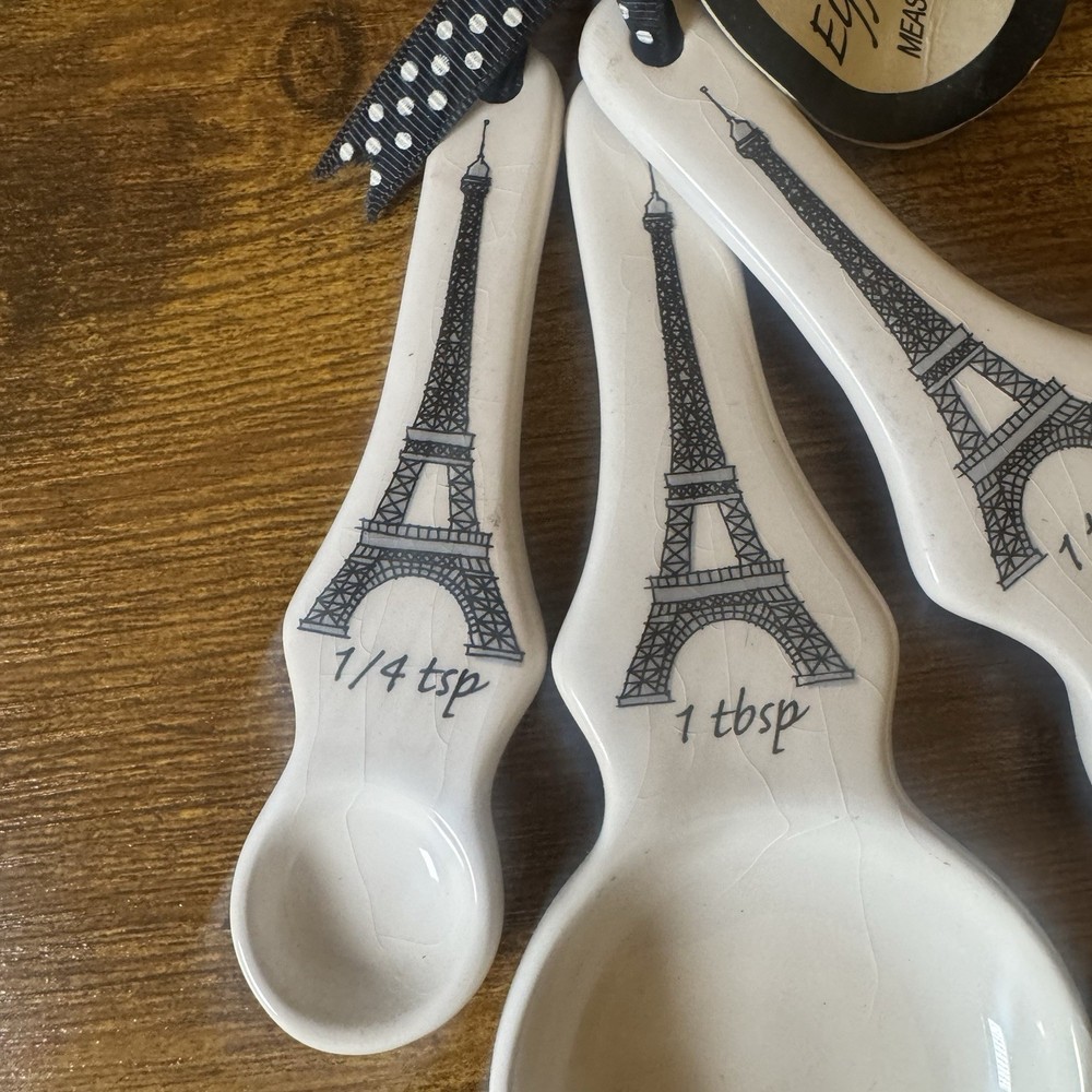 Boston Warehouse Eiffel Tower Ceramic Measuring Spoons Paris Decor 3 Pc Set