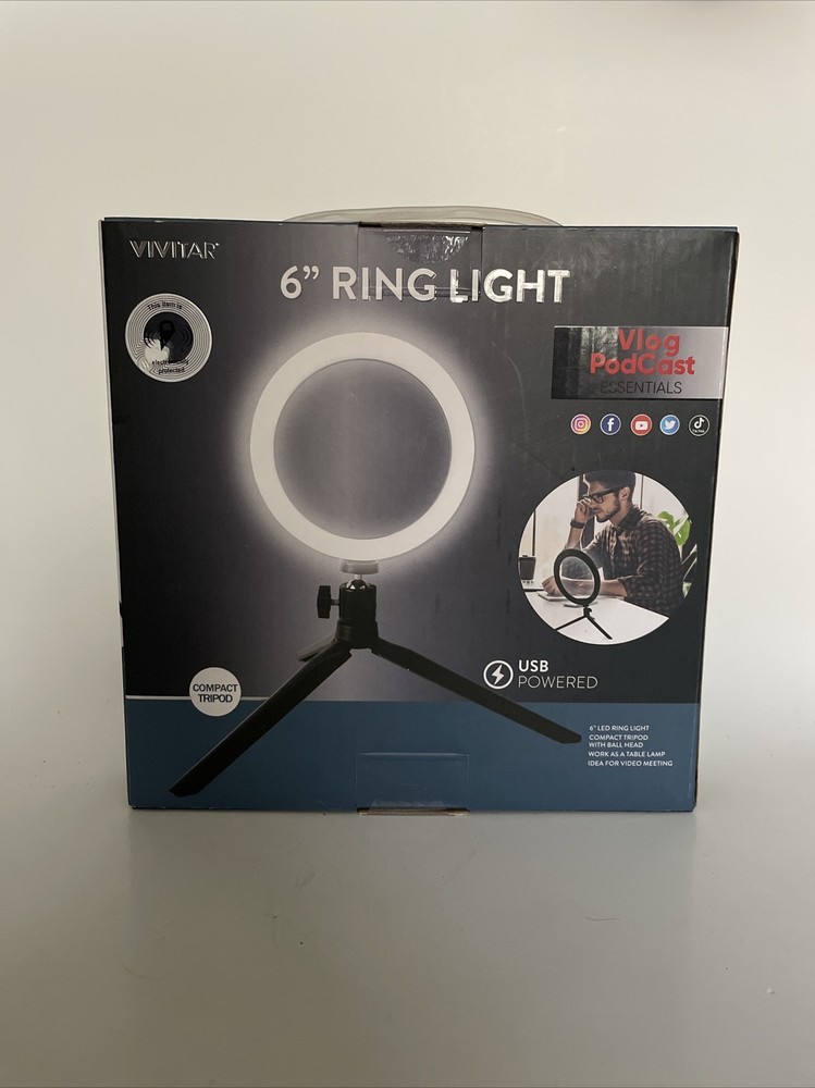 LED Ring Light: Vivitar 6" inch- USB- Vlogging Kit