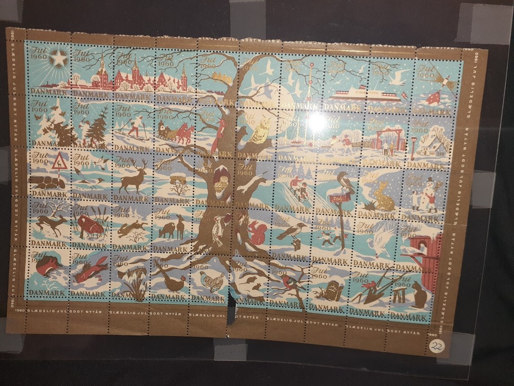 Denmark   Danmark  1960 Christmas Stamp   Full Sheet   Unused