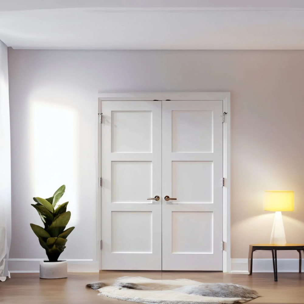 3 Flat Panel Equal Primed Mission Shaker Stile & Rail Solid Core Door Slabs 7ft