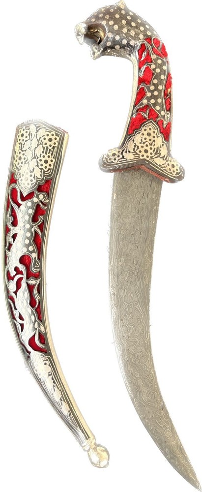 Chisel Dagger, Hand Mesh Cuttting Silver WireWork Dagger , Damascus steel