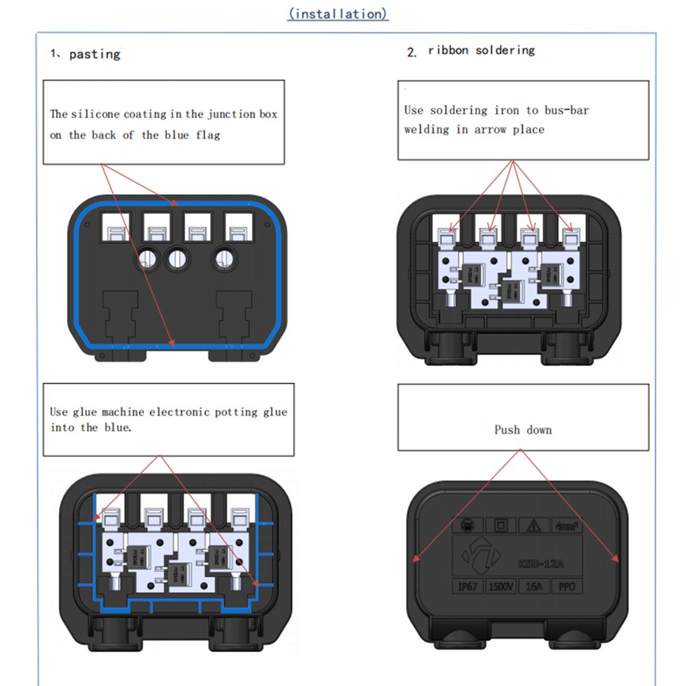 Waterproof Solar Panel Double-sided Single Photovoltaic Junction Box