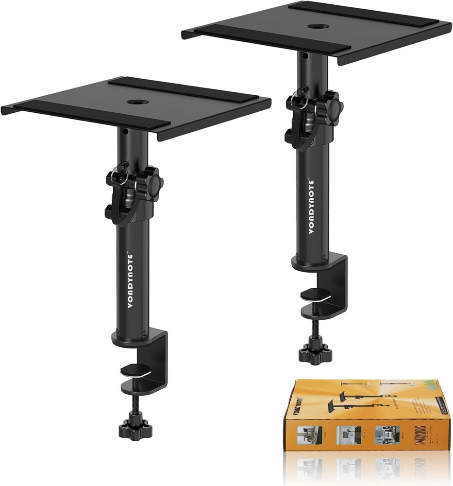 Compact 2-Piece Desktop Speakers Stands with Adjustable Height for Stability