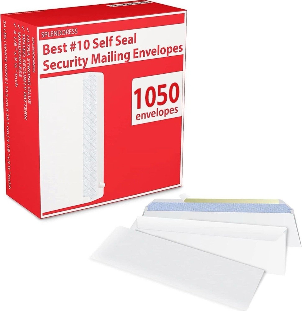 Bulk 1,050 Self-Seal Envelopes | Tinted, Windowless, Non-See Through Design