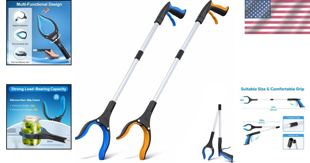 Reacher Grabber Tool - 32" Extra Long 2-Pack
