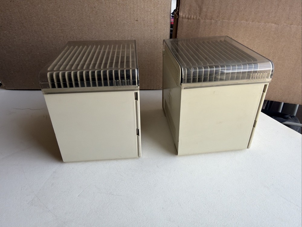 Two Fellowes STEP CUBE 3.5 Diskette File Storage Boxes One Has Damage See Pics