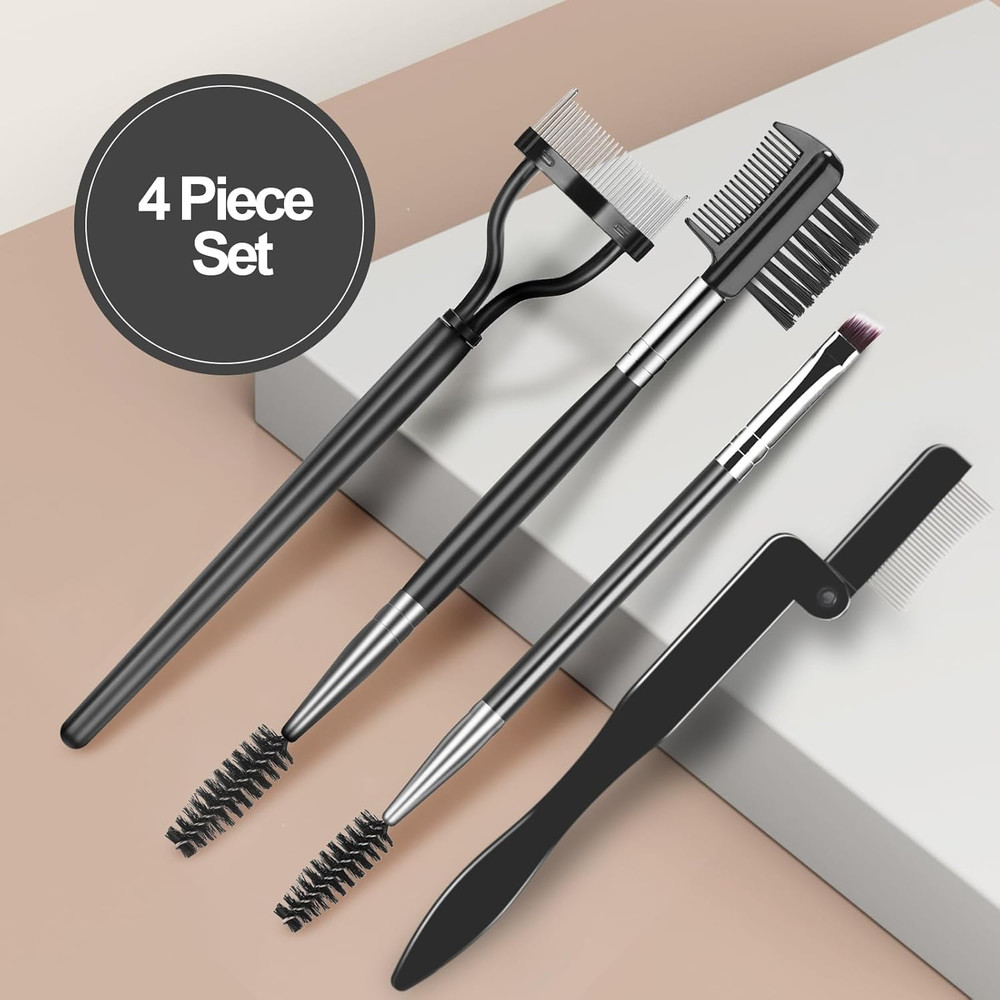 Eyelash Comb Lash Separator Spoolie Brow Brush Makeup Tool 4 Pack Set