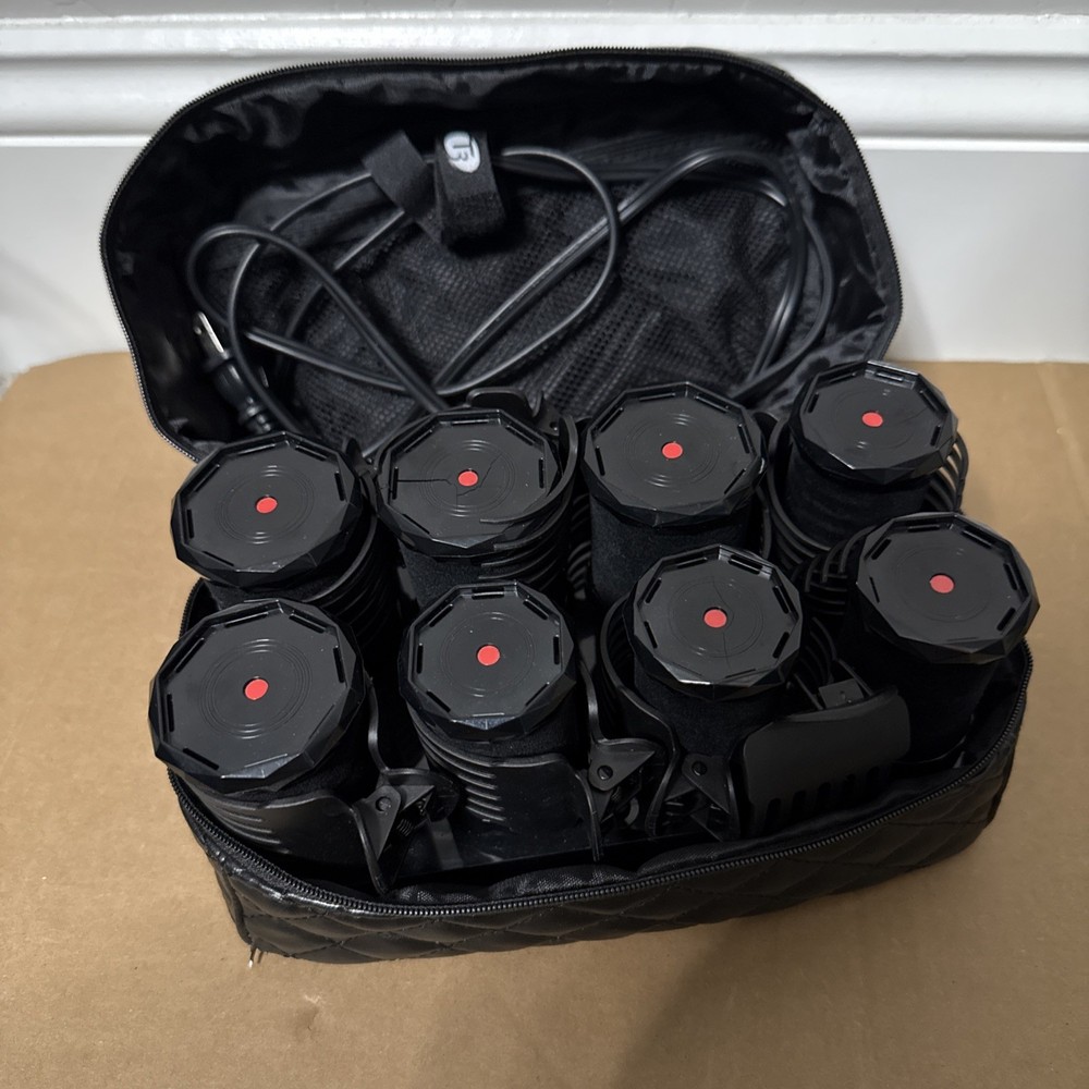 T3 Hot Rollers Set with Clips, Plastic, Black Case for Unisex Adults