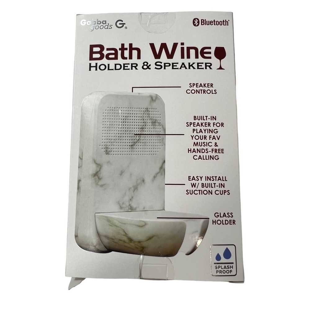 Gabba Goods Bath Wine Holder & Speaker Bluetooth White