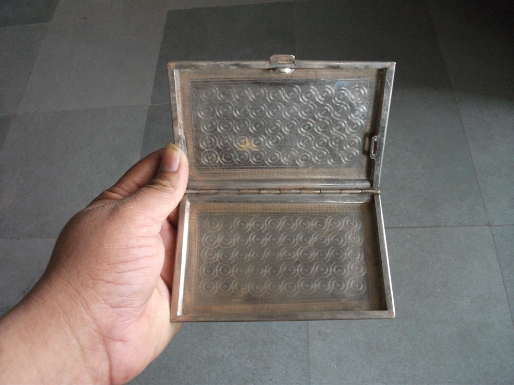 Vintage Brass India Map & Tajmahal Engraved Cigarette Box/Case