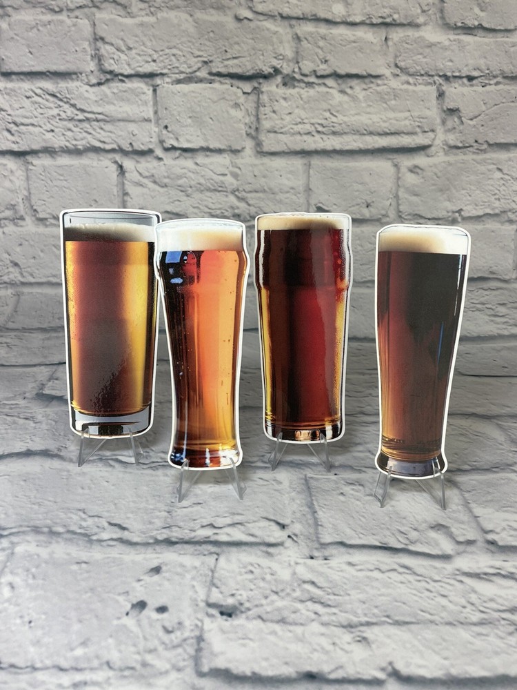 Beer Glass Bookmark Set | 4 Laminated Die Cut Bookmarks|
