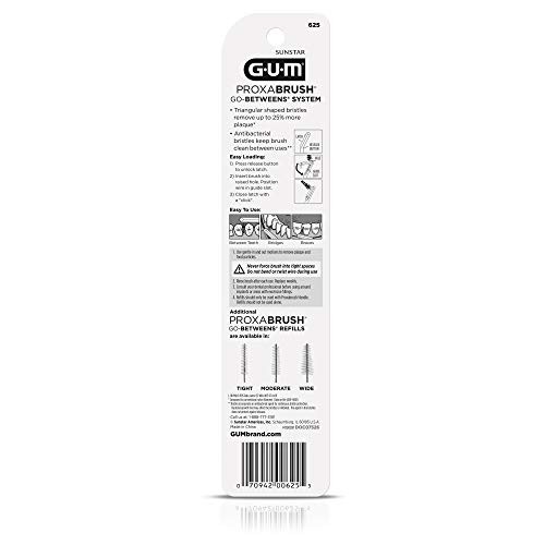 GUM Proxabrush Permanent Handle Refills - 1 Count (Pack of 1), Blue