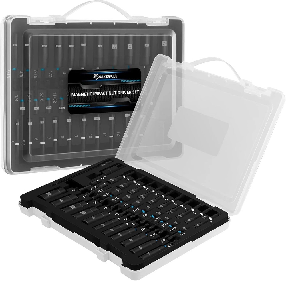 Magnetic Impact Nut Driver Set, Socket Set with Deep Driver Bit, Metric/Sae Sock