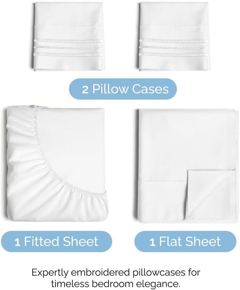 Queen Size 4 Piece Sheet Set - Comfy Breathable & Cooling Sheets - Hotel Luxury