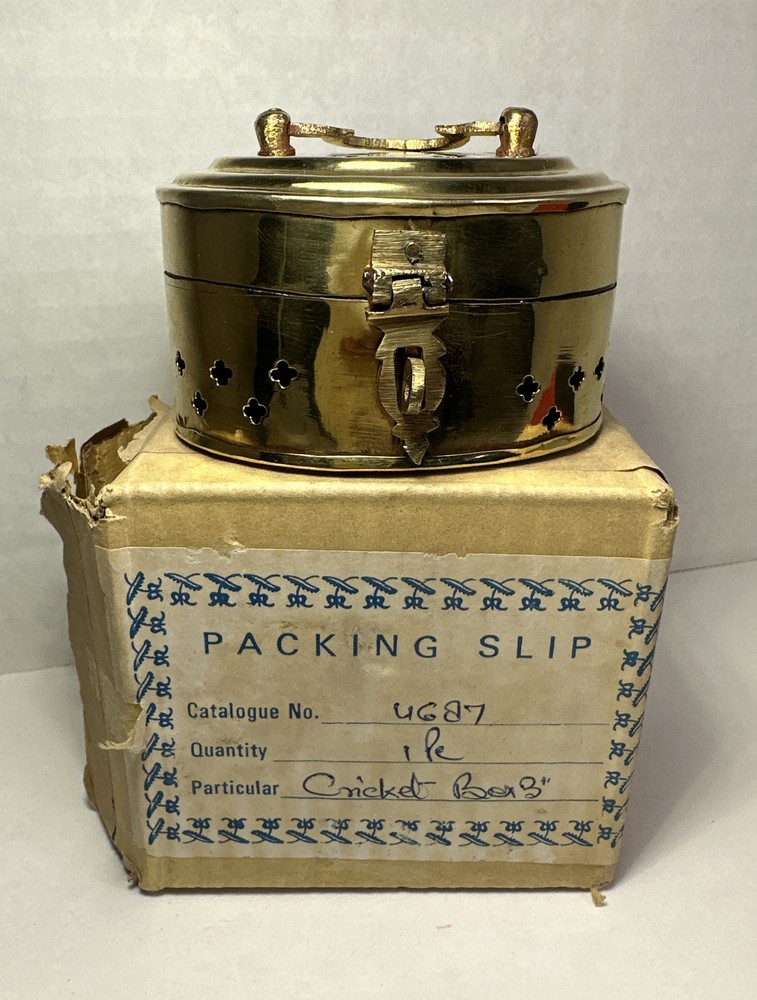Rare Antique Hand Made Solid Brass Cricket Box around Made In India