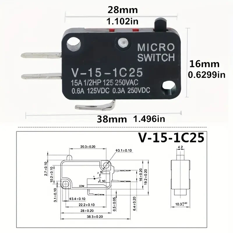 Micro Limit switch v-15-1c25 great for small projects or experimenting