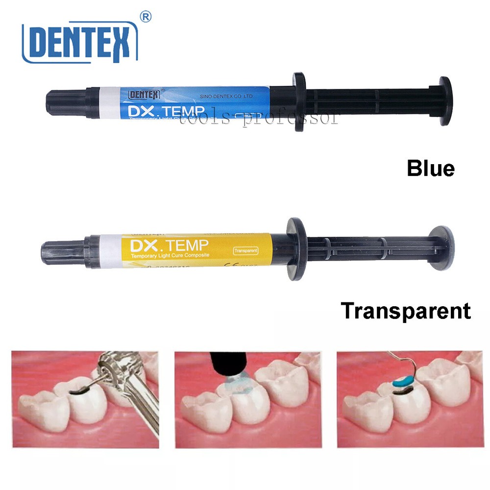 DENTEX Dental Temporary Flowable Light Cure Composite Resin Blue/Transparent