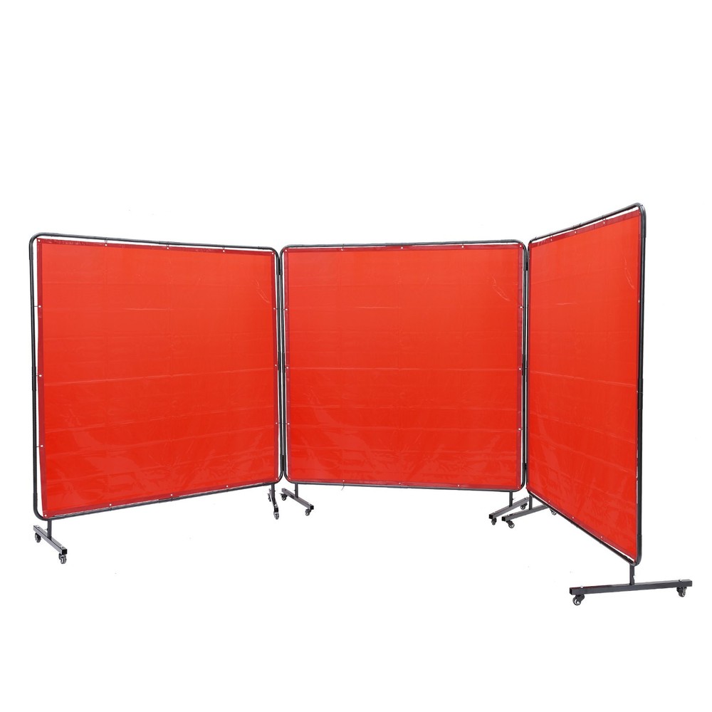 Welding Screen with Frame, 6' x 6' 3 Panel Welding Curtain Screens, Flame-Resist