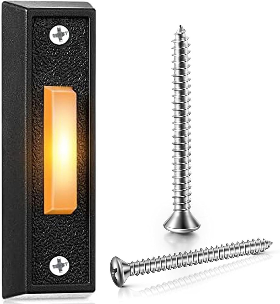 Lighted Doorbell Button Wired Replacement for Most Low-Voltage Systems Black ...