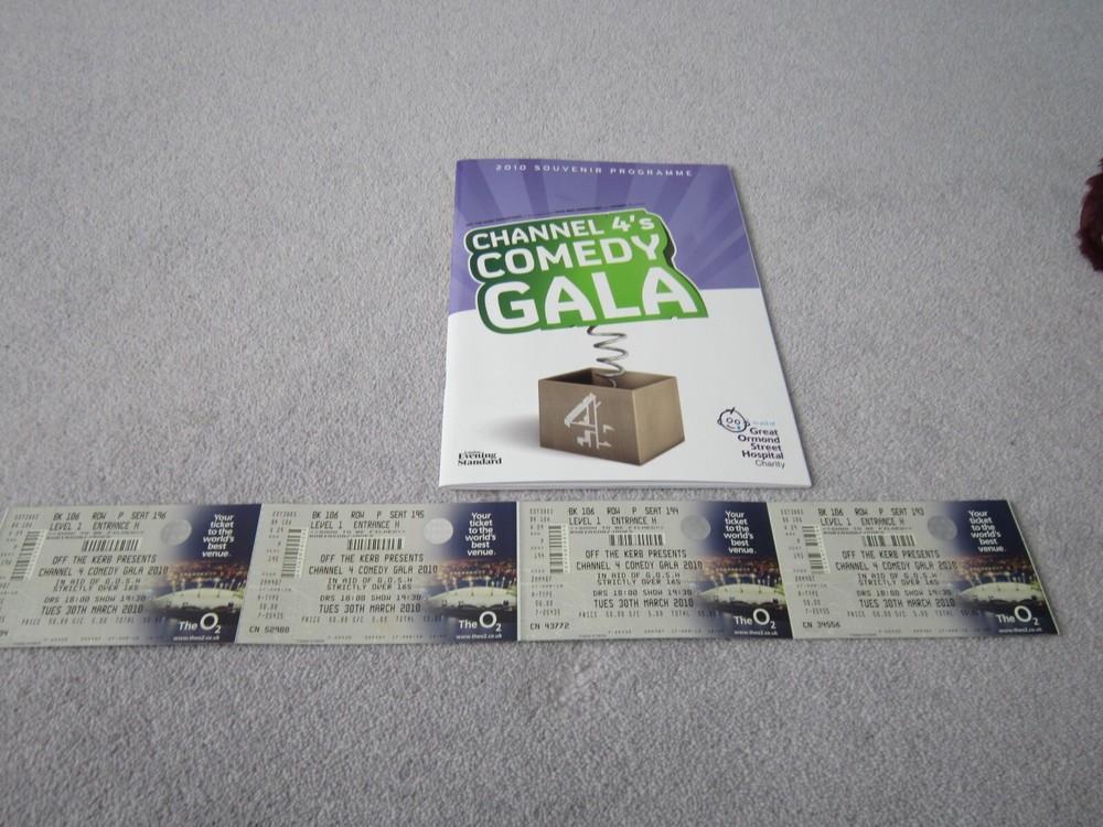 Channel 4's Comedy Gala ,O2 Arena programme,2010 + ticket stubs