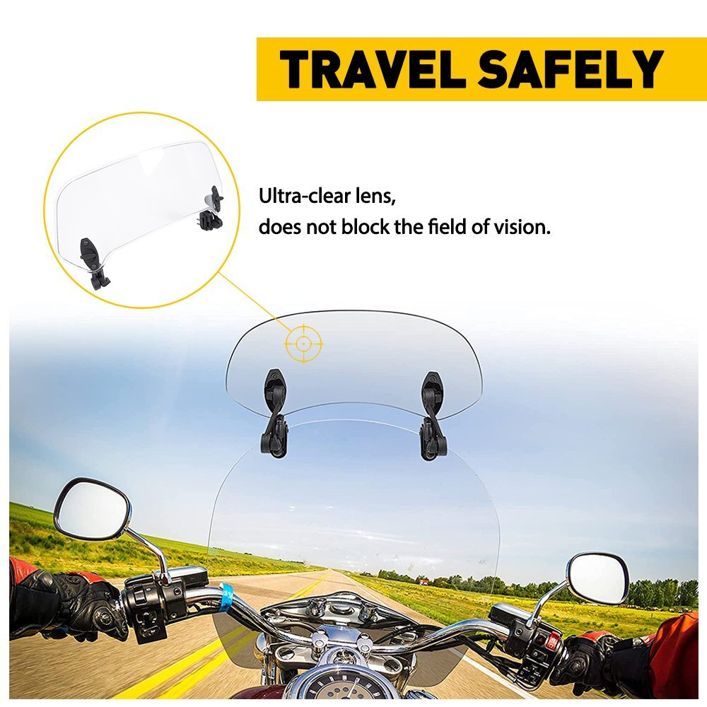 For Motorcycle Adjustable Clip On Windshield Extension Spoiler Deflector