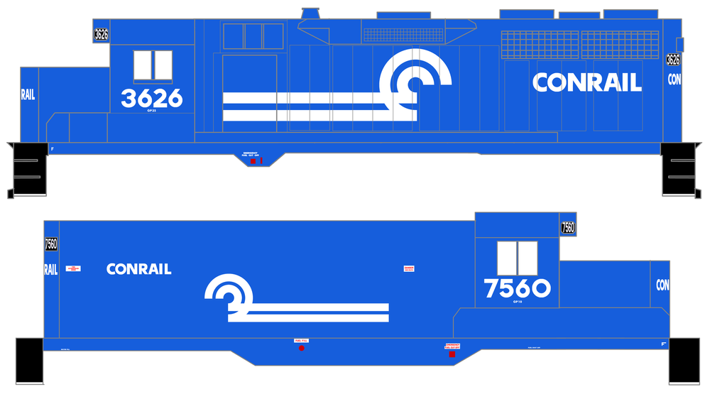 K4 HO Scale Decals Conrail Diesel Locomotive White